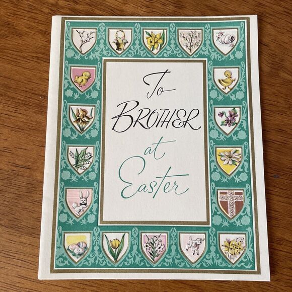 Vtg Stanley Easter Greeting Card Brother Shields Coat of Arms - Picture 2 of 10